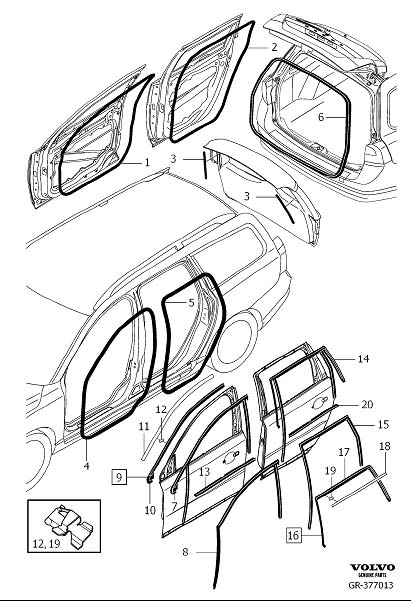 Diagram Mouldings for doors and hatches for your 2014 Volvo XC70  2.0l 4 cylinder Turbo 