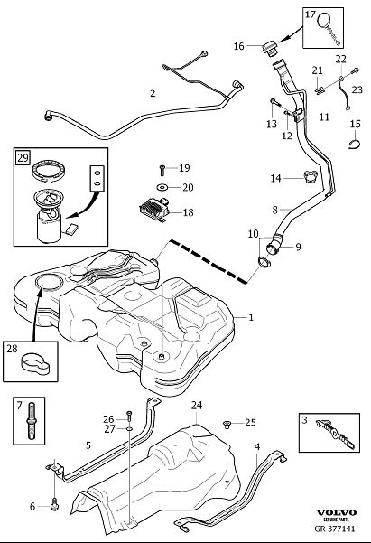 Diagram Fuel tank and connecting parts for your 2010 Volvo S80  3.0l 6 cylinder Turbo 