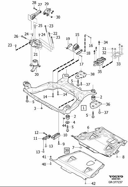 Diagram Engine mountings for your 2019 Volvo V60 Cross Country   