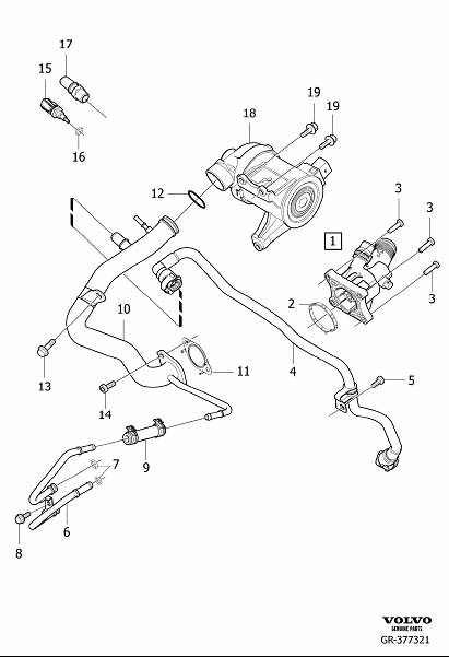 Diagram Coolant pump, thermostat and cable for your Volvo S60  