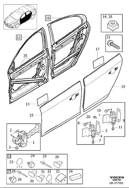 Diagram Side door assembly for your 2003 Volvo V70   