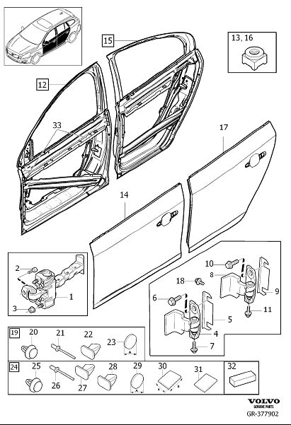 Diagram Side door assembly for your 1998 Volvo V70   