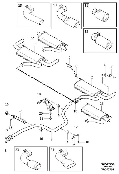 Diagram Exhaust system for your 1998 Volvo V70   
