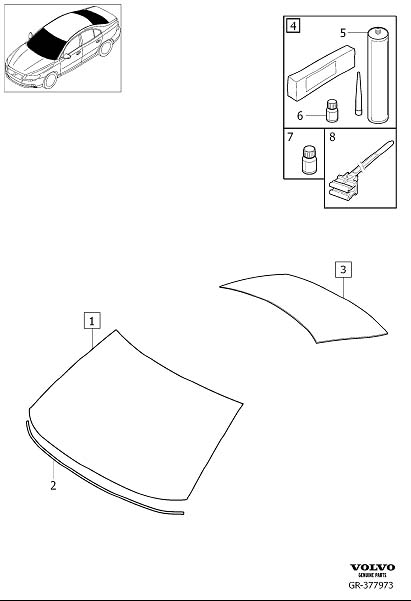 Diagram Glass and sealing moulding for windscreen and rear window for your 1998 Volvo V70   