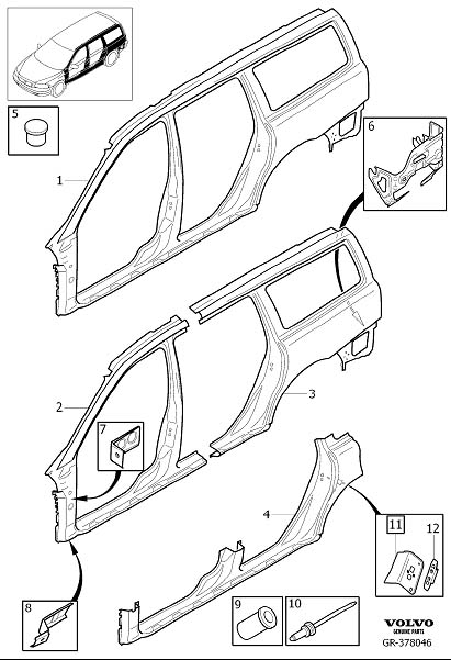 Diagram Body side external for your 2003 Volvo S60   