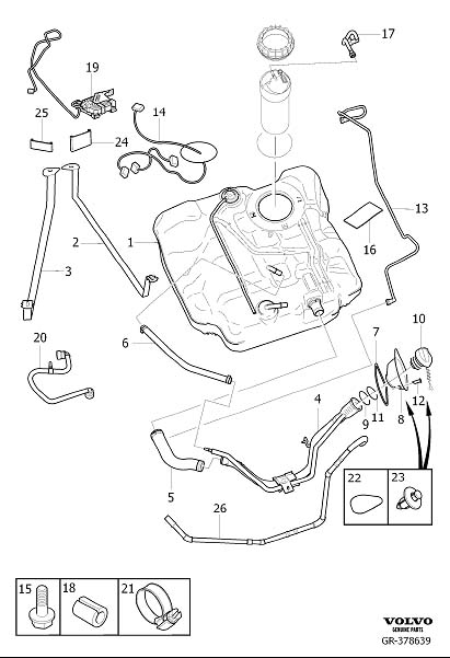 Diagram Fuel tank and connecting parts for your 2022 Volvo XC40   