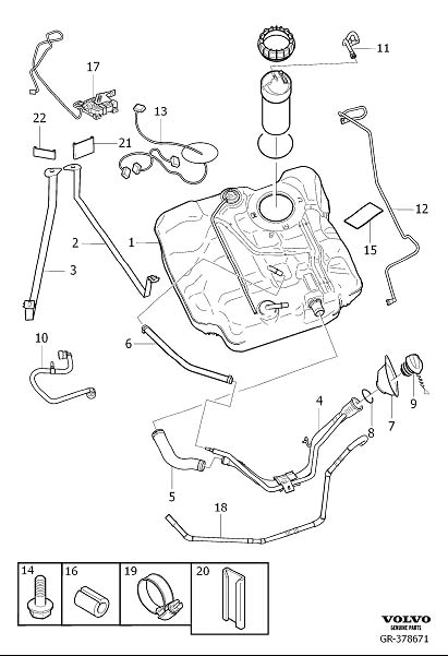Diagram Fuel tank and connecting parts for your 2007 Volvo S60   