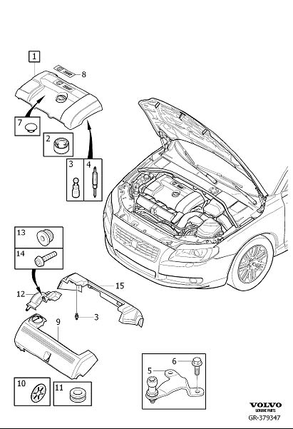 Diagram Insulation and cover, engine for your Volvo S60 Cross Country  