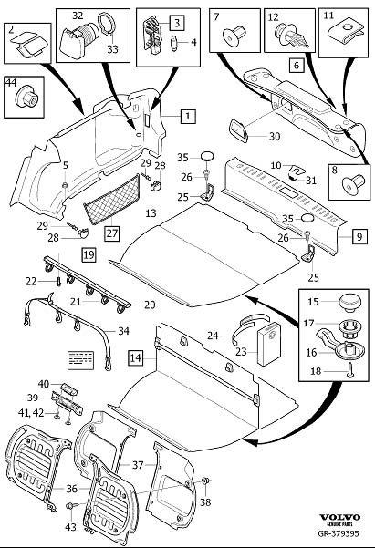 Diagram Interior trim luggage compartment for your 2000 Volvo V70   