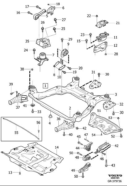 Diagram Engine mountings for your Volvo V60  