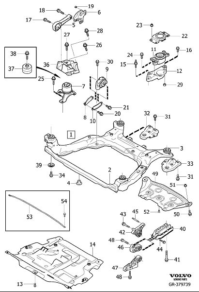 Diagram Engine mountings for your 2021 Volvo S60   