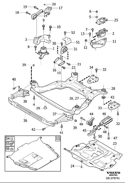 Diagram Engine mountings for your 2022 Volvo XC60   