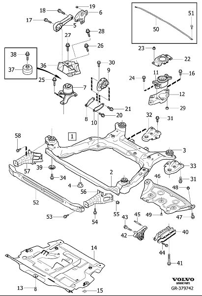 Diagram Engine mountings for your 2021 Volvo S60   