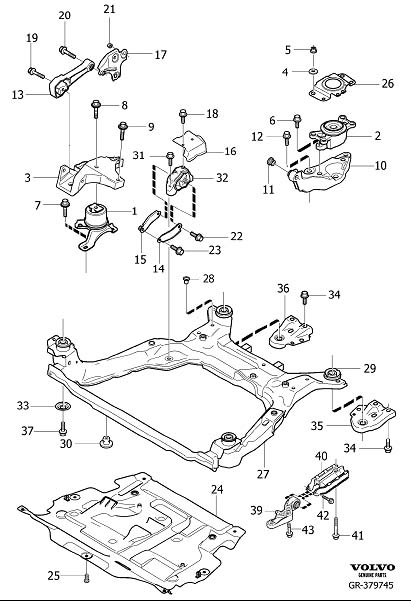 Diagram Engine mountings for your 2023 Volvo XC60   