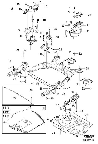 Diagram Engine mountings for your 2022 Volvo XC60   