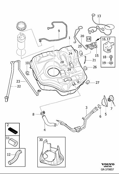 Diagram Fuel tank and connecting parts for your 2006 Volvo S40   