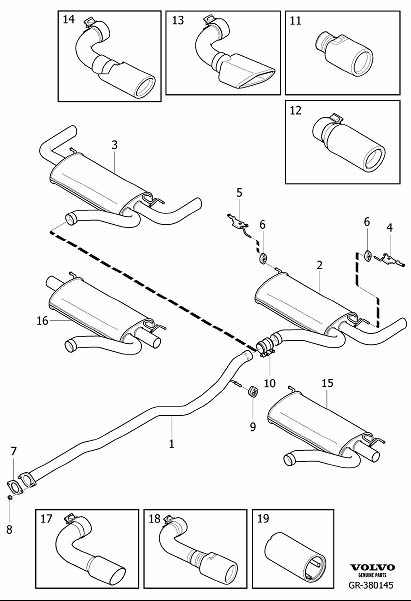 Diagram Exhaust system for your 2007 Volvo V70   