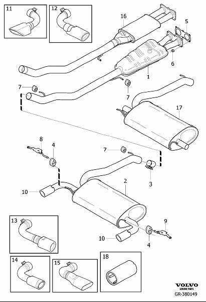 Diagram Exhaust system for your 2005 Volvo V70   