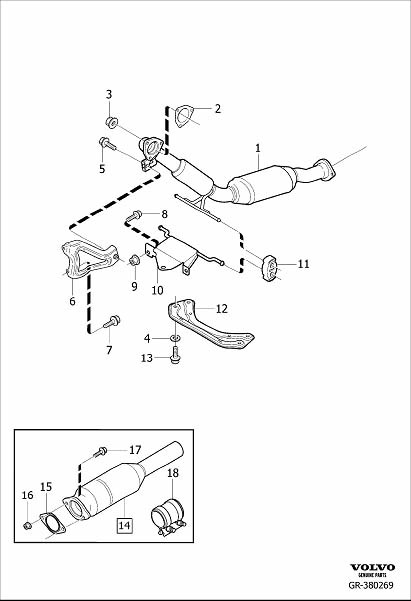 Diagram Catalytic converter for your 2018 Volvo V60 Cross Country   