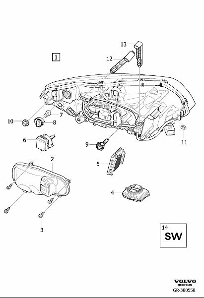 Diagram Headlamps, headlights for your 2005 Volvo S60   