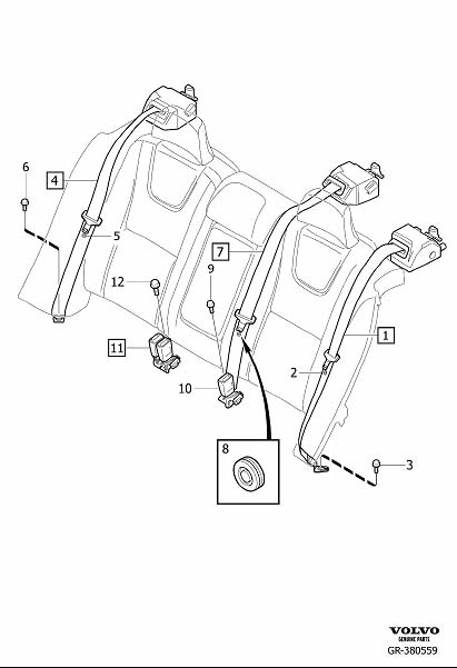 Diagram Rear seat belt for your 2014 Volvo S60   
