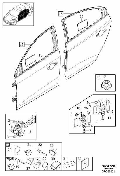 Diagram Side door assembly for your 2023 Volvo XC60   