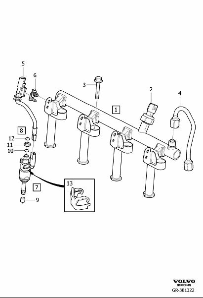 Diagram Injectors and delivery lines for your 2015 Volvo V60  2.0l 4 cylinder Turbo 