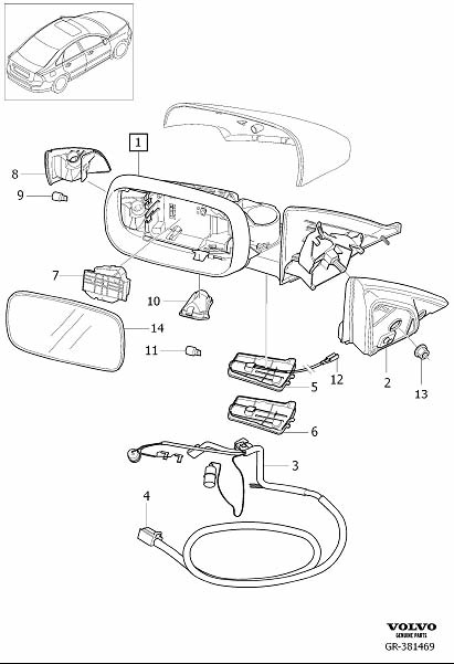 Diagram Rearview mirrors, door mirrors for your Volvo S40  