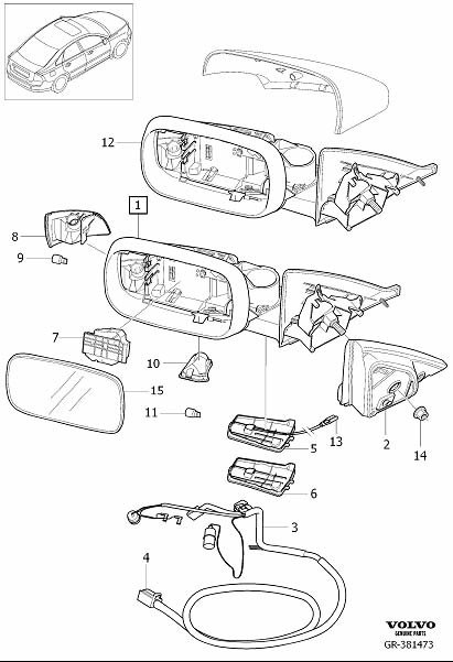 Diagram Door mirrors, rearview mirrors for your Volvo S40  