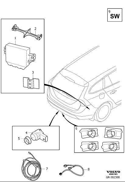 Diagram Park assist rear for your Volvo S60 Cross Country  