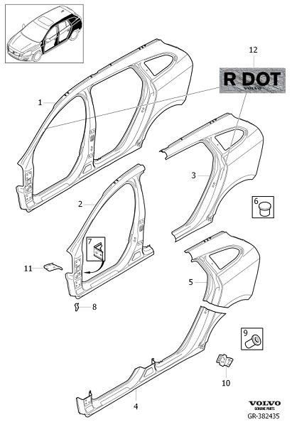 Diagram Body side external for your 2024 Volvo XC60   