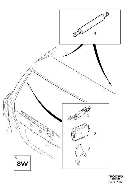 Diagram Operating, tailgate for your 2004 Volvo V70   