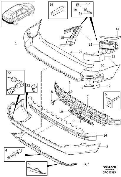 Diagram Bumper, rear, body parts for your 2007 Volvo XC90   