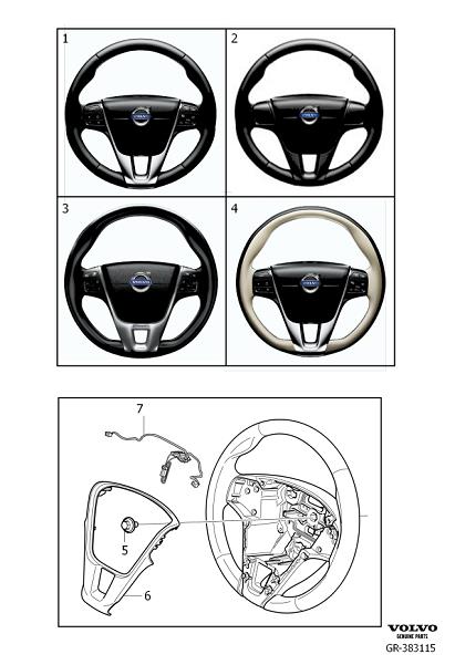 Diagram Steering wheel, 3-spoke for your Volvo S60  