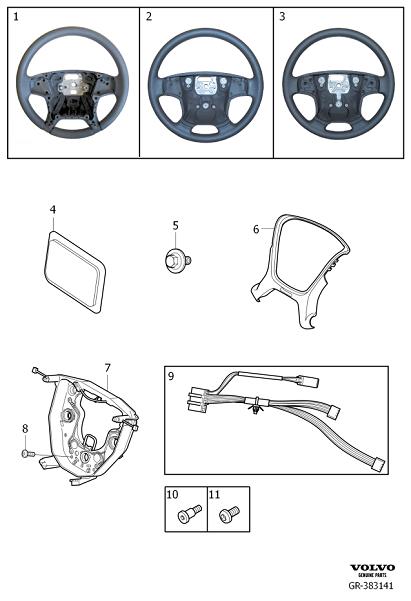 Diagram Steering wheel, 4-spoke for your 2014 Volvo XC70  3.2l 6 cylinder 