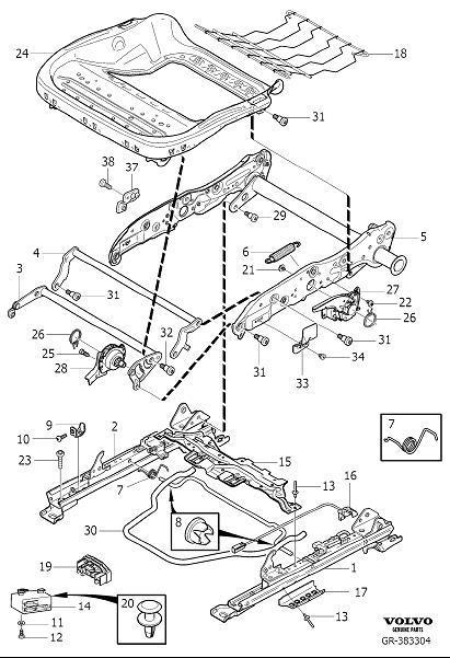 Diagram Supporting frame for seat, manually adjustable for your 2009 Volvo XC60   