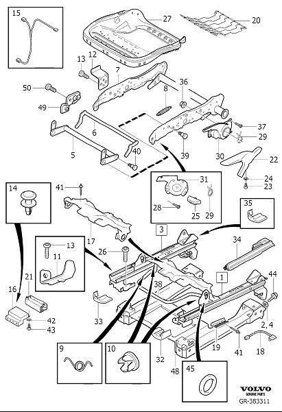 Diagram Supporting frame for seat, manually adjustable for your Volvo