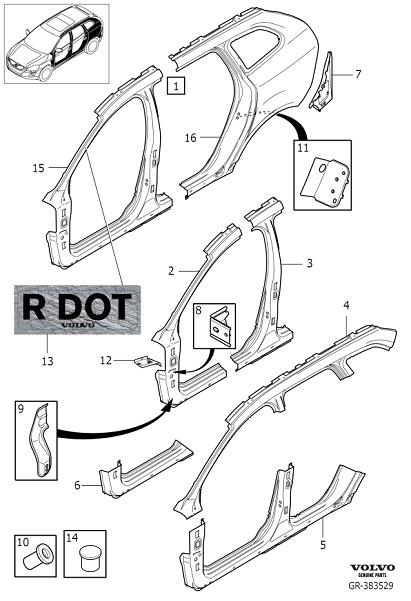Diagram Body side external for your 2009 Volvo XC60   