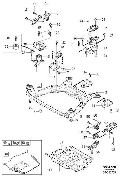 Diagram Engine mountings for your 1998 Volvo V70   