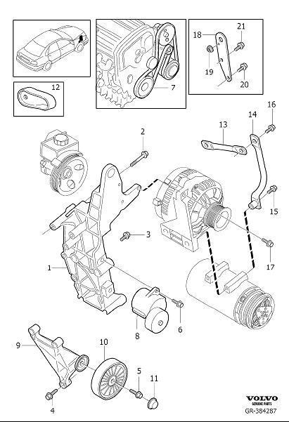 Diagram Auxiliary belt drive, auxiliary aggregate suspension for your 2002 Volvo S40   