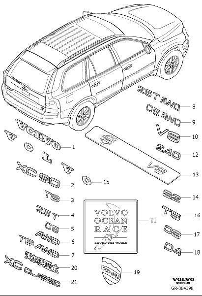 Diagram Emblems for your 2007 Volvo V70   