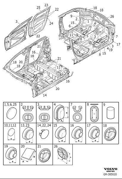 Diagram Seals body, passenger compartment and doors for your 2014 Volvo XC70  3.2l 6 cylinder 