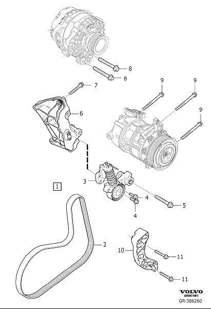 Diagram Auxiliary aggregate suspension, auxiliary belt drive for your Volvo XC90  