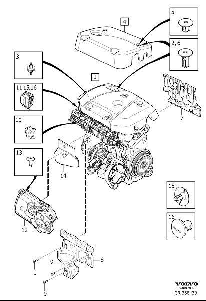 Diagram Insulation and cover, engine for your 2015 Volvo S60   