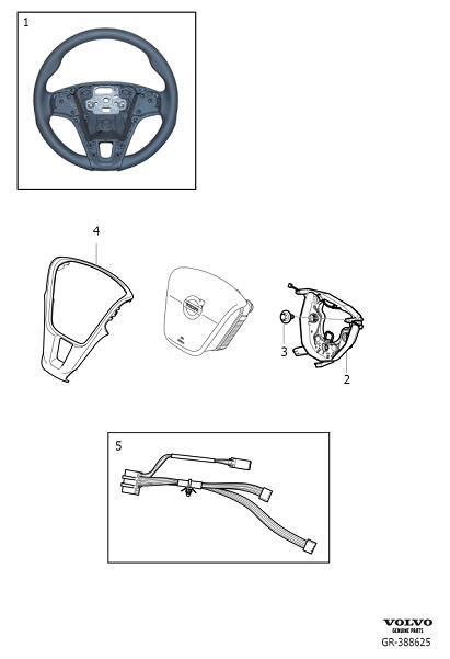 Diagram Steering wheel, 3-spoke for your Volvo