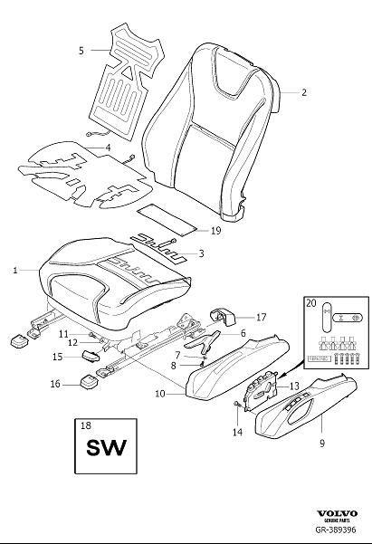 Diagram Front seat padding panels for your 2007 Volvo C70   