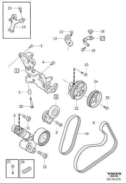 Diagram Auxiliary belt drive, auxiliary aggregate suspension for your 2024 Volvo S90   