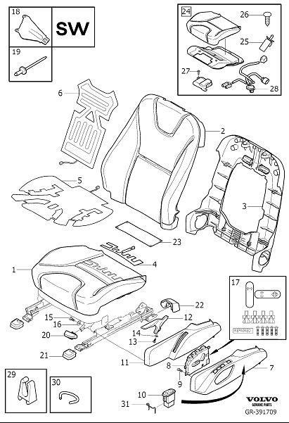 Diagram Front seat padding panels for your 2007 Volvo S60   