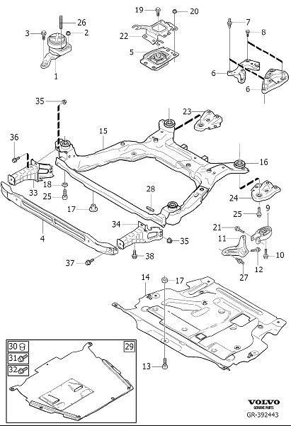 Diagram Engine mountings for your Volvo S60 Cross Country  