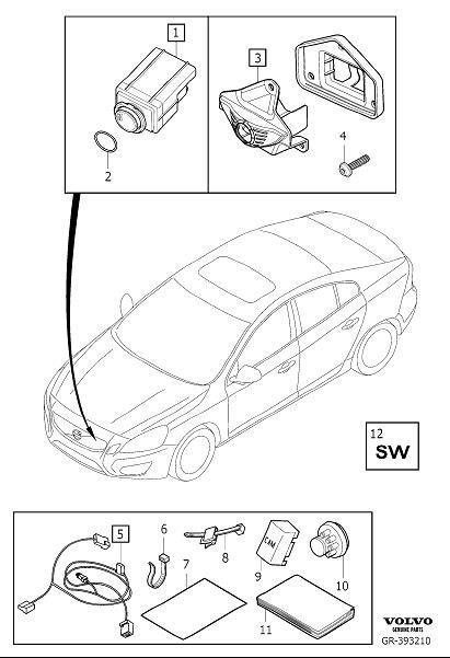 Diagram Park assist wide-angle camera front for your Volvo